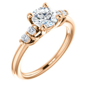 Cubic Zirconia Engagement Ring- The Karima (Customizable Round Cut 5-stone style with Quad Bar-set Round Accents)