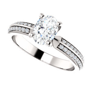 Cubic Zirconia Engagement Ring- The Layla (Customizable Oval Cut Design with Segmented Double-Pavé Band)