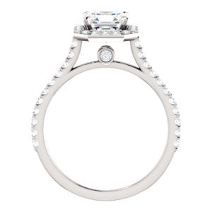 Cubic Zirconia Engagement Ring- The Bailey (Customizable Cathedral-set Asscher Cut Design with Halo, Thin Pavé Band and Floating Peekaboo)