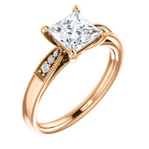Cubic Zirconia Engagement Ring- The Ruth (Customizable 7-stone Princess Cut Style with Vintage Filigree)