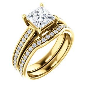 Cubic Zirconia Engagement Ring- The Samantha (Customizable Princess and Cathedral Channel/Prong Band)