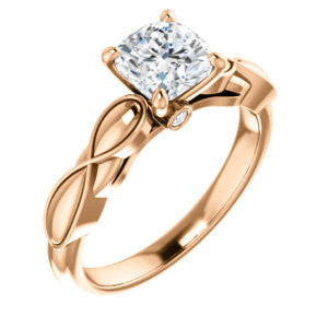 Cubic Zirconia Engagement Ring- The Jime (Customizable Cathedral-Raised Cushion Cut with Thick Infinity-Scalloped Band & Peekaboo Accents)