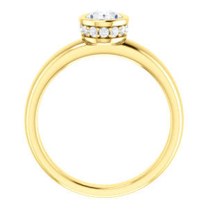 Cubic Zirconia Engagement Ring- The Jilari (Customizable Bezel-set Oval Cut with Under-Halo)