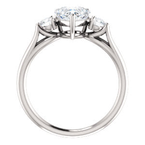 Cubic Zirconia Engagement Ring- The Mahlia (Customizable 3-stone Design with Heart Cut Center, Round Accents and Split Band)