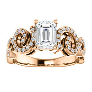 Cubic Zirconia Engagement Ring- The Carla (Customizable Emerald Cut Split-Band Curves)