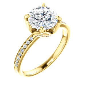 CZ Wedding Set, featuring The Sandy engagement ring (Customizable Prong-Accented Round Cut Style with Thin Pavé Band)