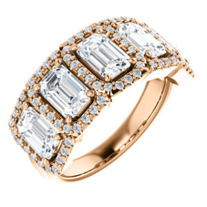 Cubic Zirconia Engagement Ring- The Isla (Customizable Radiant Cut 5-stone + Multi-Halo Style)