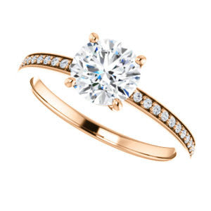 Cubic Zirconia Engagement Ring- The Majo Jimena (Customizable Round Cut Design with Thin Pavé Band)