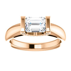 Cubic Zirconia Engagement Ring- The Tory (Customizable Cathedral-style Bar-set Emerald Cut Ring with Prong Accents)