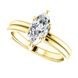 Cubic Zirconia Engagement Ring- The Marnie (Customizable Marquise Cut Solitaire with Grooved Band)