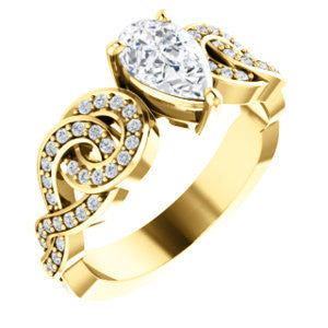 Cubic Zirconia Engagement Ring- The Myra (Customizable Pear Cut Split-Band Knots)
