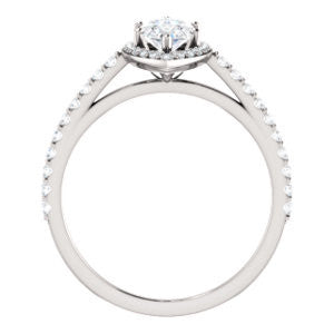 Cubic Zirconia Engagement Ring- The Monique (Customizable Marquise Cut Cathedral-Halo with Thin Pave-Band)