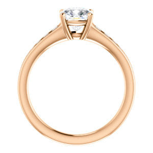 Cubic Zirconia Engagement Ring- The Noa (Customizable Cushion Cut Center featuring Tapered Band with Round Channel Accents)