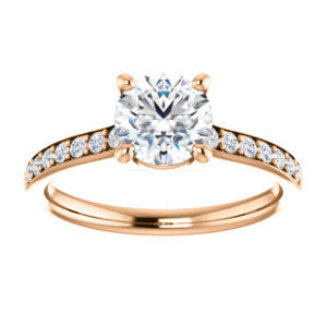 Cubic Zirconia Engagement Ring- The Monikama (Customizable Round Cut Thin Band Design with Round Accents)