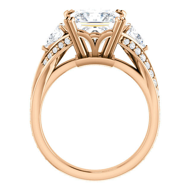 CZ Wedding Set, featuring The Jackie engagement ring (Customizable Princess Center with Flanking Pear Accents and Pavé Band)