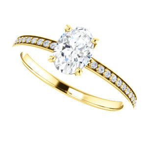 Cubic Zirconia Engagement Ring- The Majo Jimena (Customizable Oval Cut Design with Thin Pavé Band)