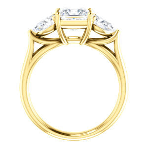Cubic Zirconia Engagement Ring- The Ila (Customizable 3-stone Design with Princess Cut Center, Pear Accents and Split Band)