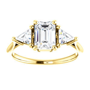 CZ Wedding Set, featuring The Prisma engagement ring (Classic Three-Stone Triangle Accent and Emerald Cut center)