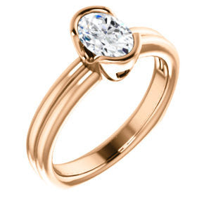 Cubic Zirconia Engagement Ring- The Monse (Customizable Bezel-set Oval Cut Solitaire with Grooved Band & Euro Shank)
