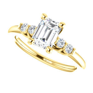 Cubic Zirconia Engagement Ring- The Karima (Customizable Radiant Cut 5-stone style with Quad Bar-set Round Accents)