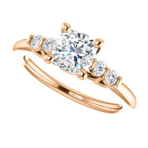 Cubic Zirconia Engagement Ring- The Karima (Customizable Cushion Cut 5-stone style with Quad Bar-set Round Accents)