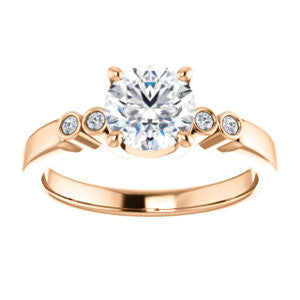 CZ Wedding Set, featuring The Luzella engagement ring (Customizable 5-stone Design with Round Cut Center and Round Bezel Accents)