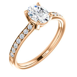 Cubic Zirconia Engagement Ring- The Monikama (Customizable Oval Cut Thin Band Design with Round Accents)