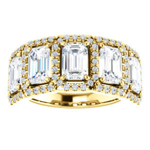 Cubic Zirconia Engagement Ring- The Isla (Customizable Emerald Cut 5-stone + Multi-Halo Style)