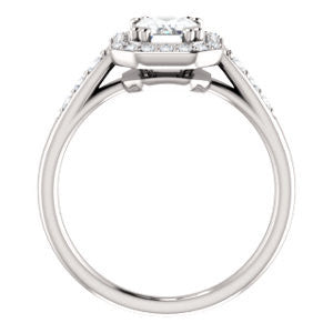 Cubic Zirconia Engagement Ring- The Julie Madison (Customizable Emerald Cut Style with Halo and Round Cut Journey-Style Band Accents)