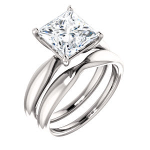 Cubic Zirconia Engagement Ring- The Nyah (Customizable Princess Cut Solitaire with Tapered Bevel Band)