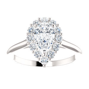 Cubic Zirconia Engagement Ring- The Taelynn (Customizable Pear Cut Style with Cluster Halo and Thin Band)
