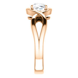 Cubic Zirconia Engagement Ring- The Maude (Customizable Cathedral-raised Cushion Cut Solitaire with Ribboned Split Band)