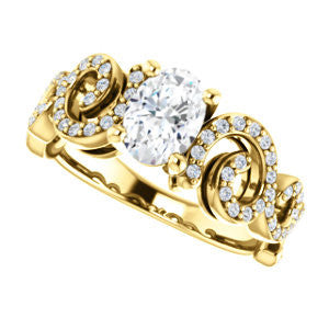 CZ Wedding Set, featuring The Carla engagement ring (Customizable Oval Cut Split-Band Curves)
