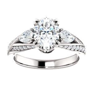 CZ Wedding Set, featuring The Jackie engagement ring (Customizable Oval Center with Flanking Pear Accents and Pavé Band)
