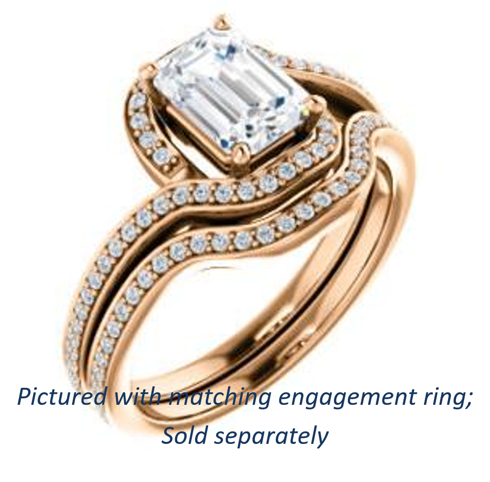 Cubic Zirconia Engagement Ring- The Annalisa (Customizable Emerald Cut Bypass with Twisting Pavé Band)