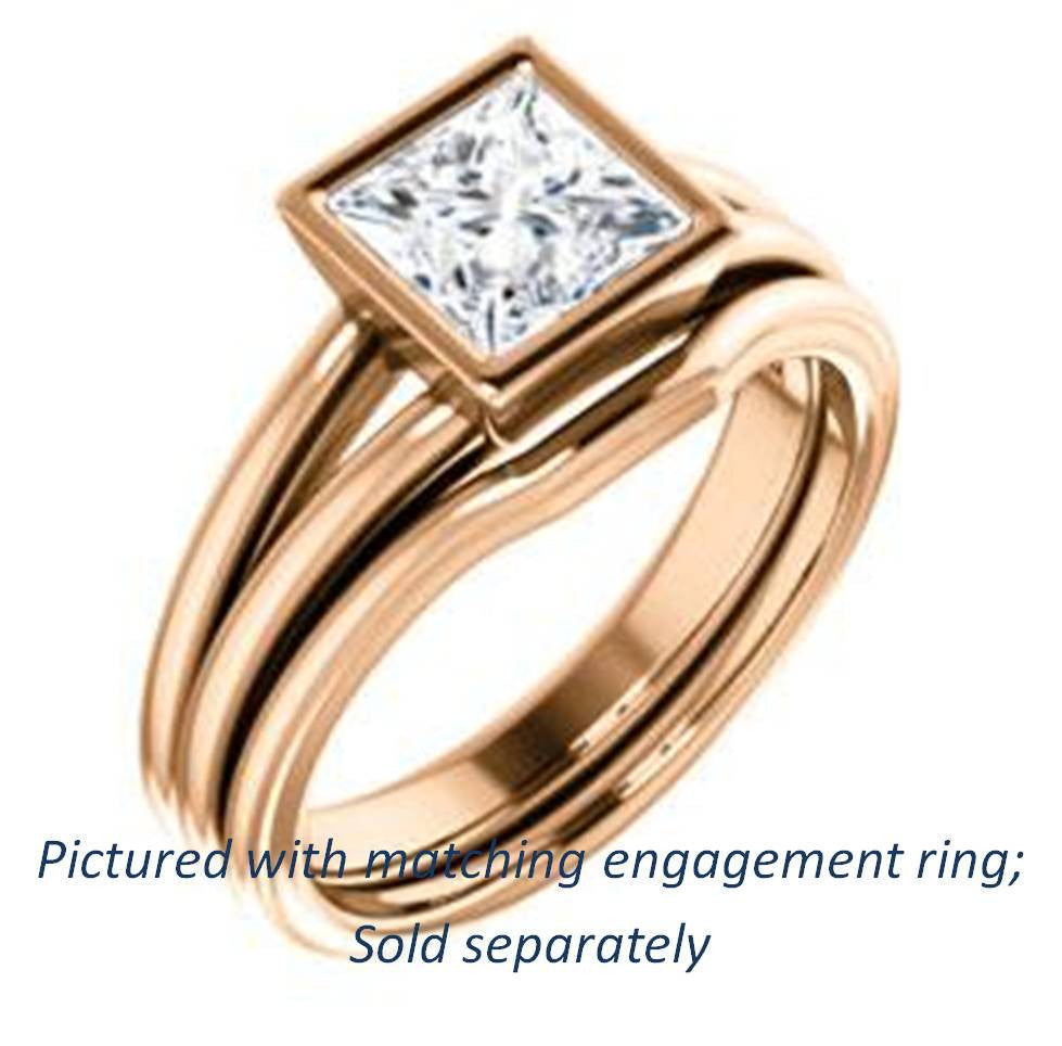 Cubic Zirconia Engagement Ring- The Bernadine (Customizable Bezel-set Princess Cut with V-Split Band)