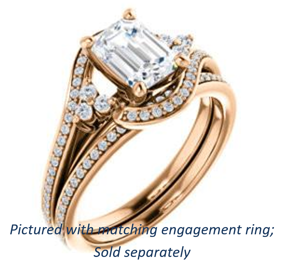 Cubic Zirconia Engagement Ring- The Candie (Customizable Emerald Cut with Artisan Bypass Pavé and 7-stone Cluster)