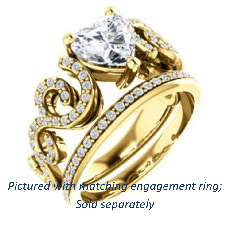 Cubic Zirconia Engagement Ring- The Carla (Customizable Heart Cut Split-Band Curves)