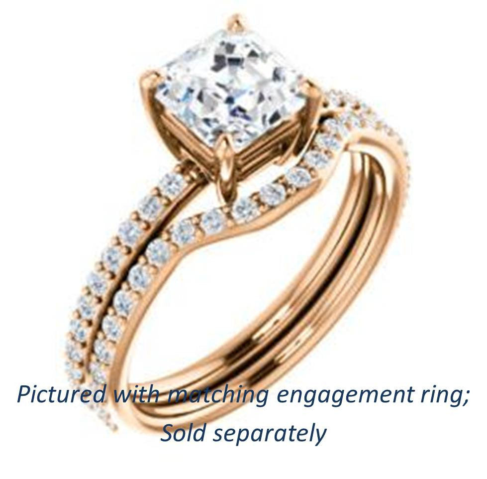 Cubic Zirconia Engagement Ring- The Delilah (Customizable Asscher Cut Petite Style with 3/4 Pavé  Band)