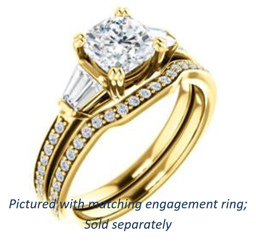 Cubic Zirconia Engagement Ring- The Hazel Rae (Customizable Emerald Cut Design with Quad Baguette Accents and Pavé Band)