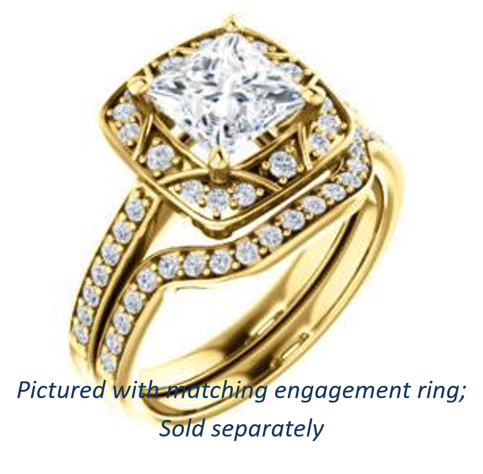 Cubic Zirconia Engagement Ring- The Ilene (Customizable Princess Cut with Segmented Bouquet Semi-Halo)