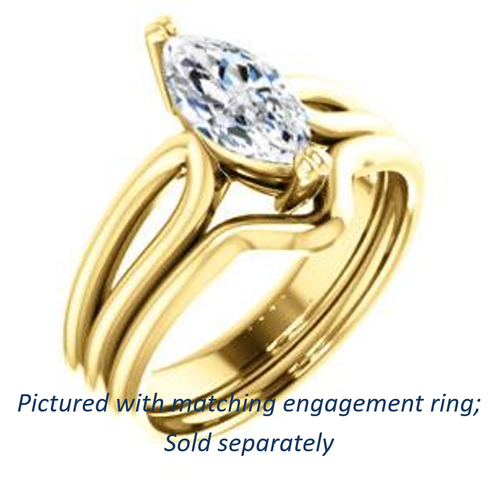 Cubic Zirconia Engagement Ring- The Jan (Customizable Marquise Cut Thick-Split Band Solitaire)