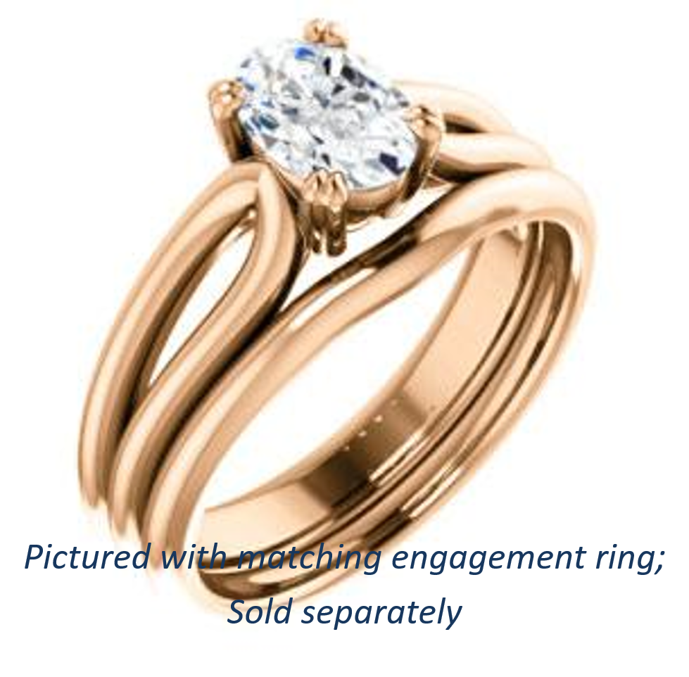 Cubic Zirconia Engagement Ring- The Jan (Customizable Oval Cut Thick-Split Band Solitaire)