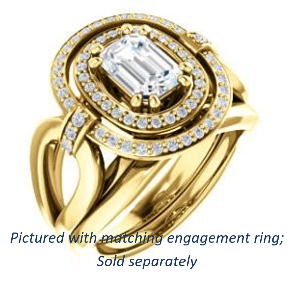 Cubic Zirconia Engagement Ring- The Kandie Lue (Customizable Cathedral-set Emerald Cut with 2x Halo and Prong Accents)