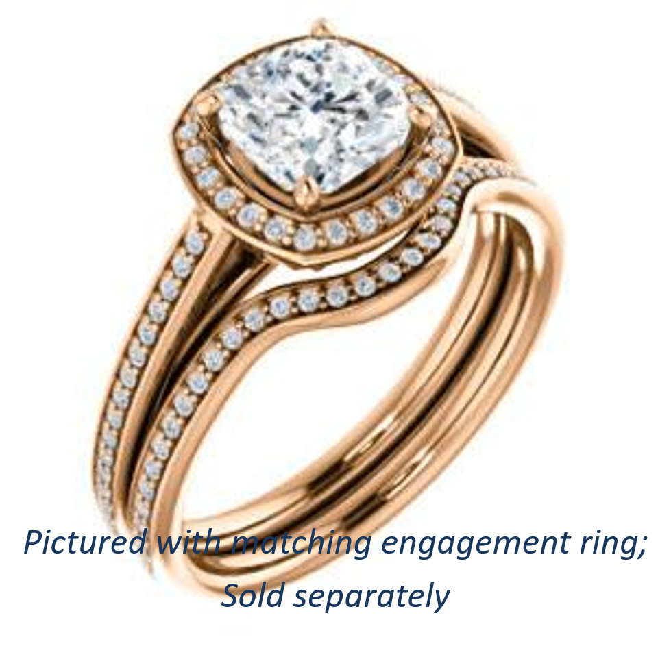Cubic Zirconia Engagement Ring- The Laila Jean (Customizable Cathedral-set Cushion Cut with Halo and Thin Pavé Band)