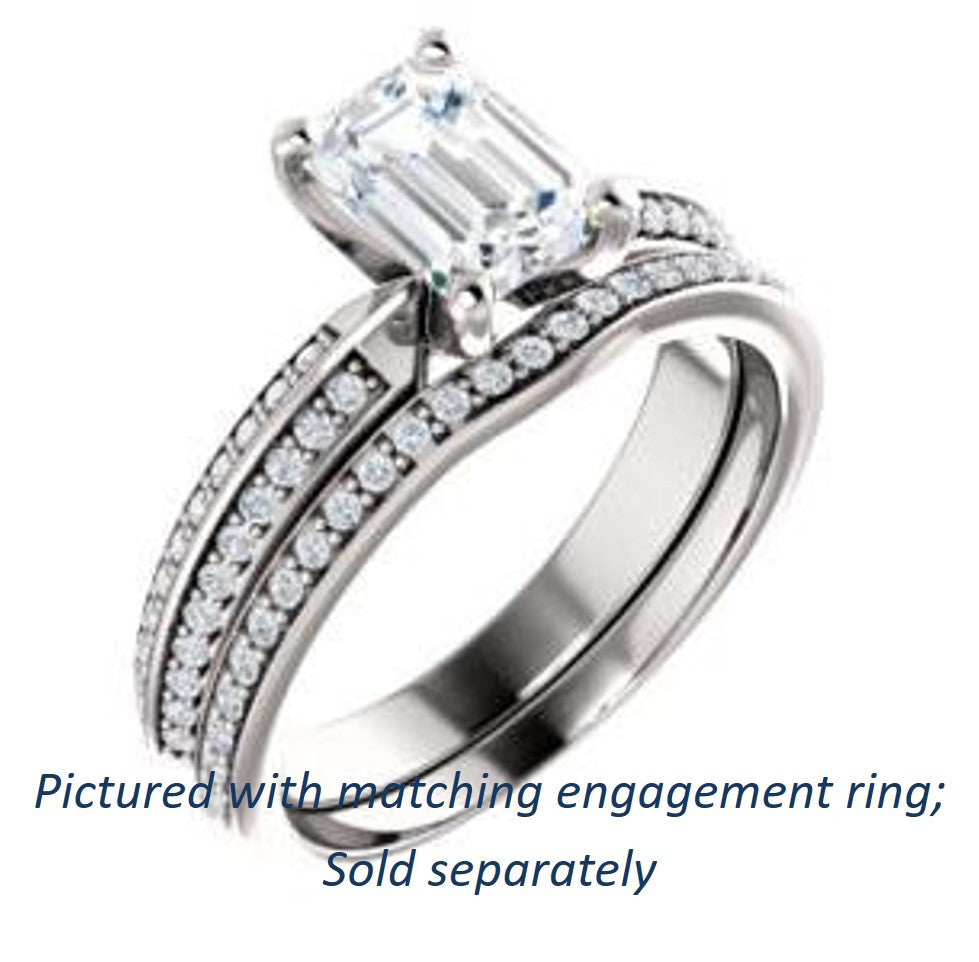 Cubic Zirconia Engagement Ring- The Layla (Customizable Emerald Cut Design with Segmented Double-Pavé Band)