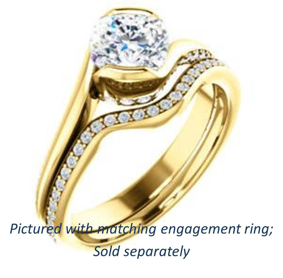 Bezel Cushion Cut Bypass Ring w/ 3-sided Mobius-style Split-Pavé Band ...