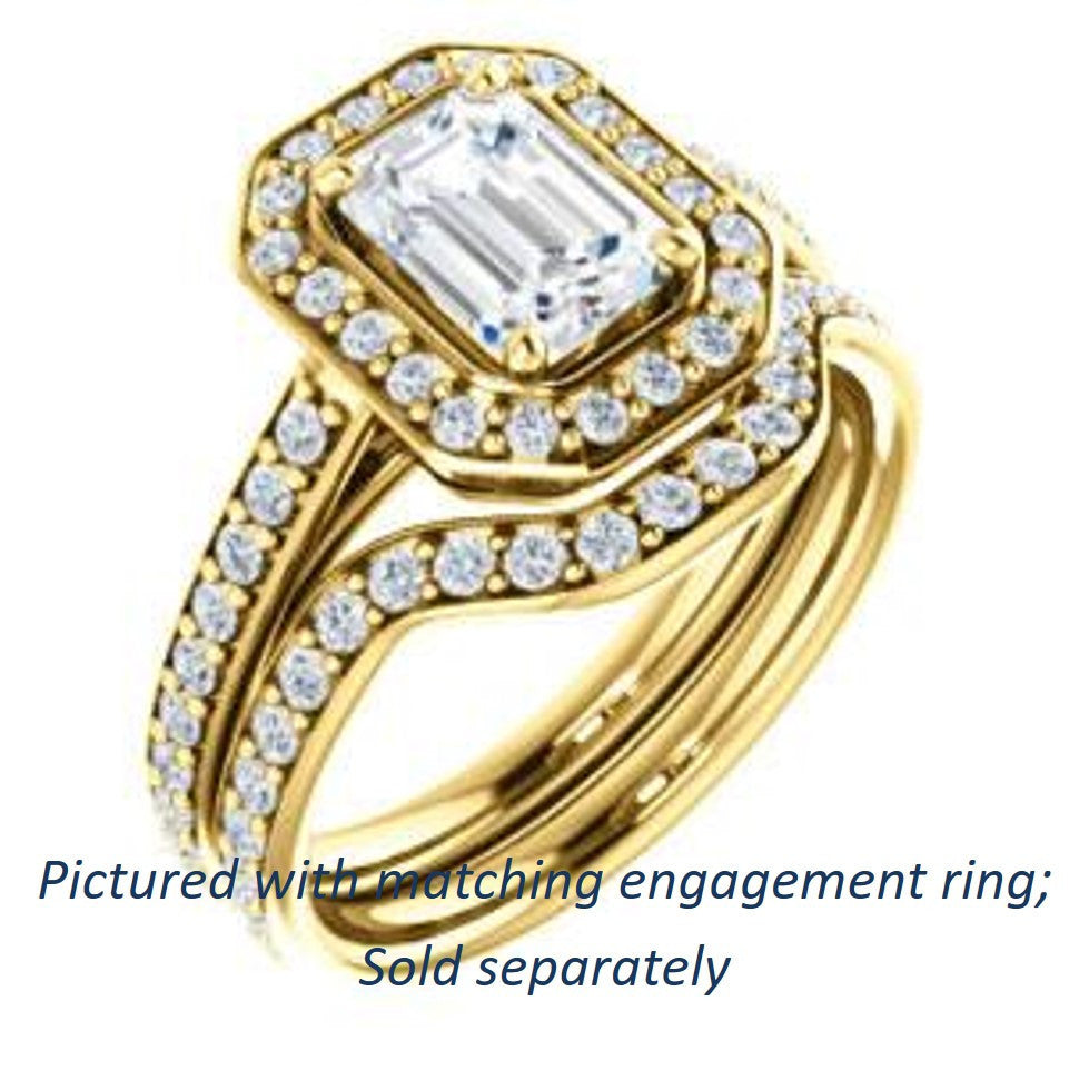 Cubic Zirconia Engagement Ring- The Margie Mae (Customizable Radiant Cut Halo-Style with Pavé Band)
