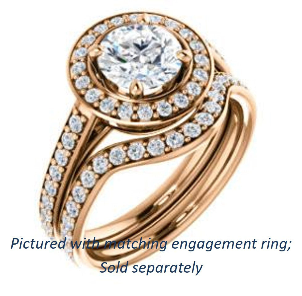 Cubic Zirconia Engagement Ring- The Margie Mae (Customizable Round Cut Halo-Style with Pavé Band)