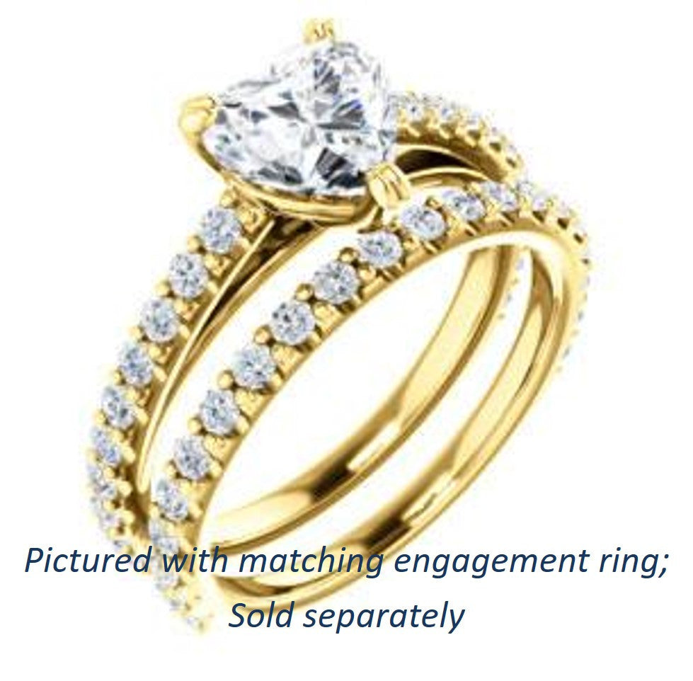 Cubic Zirconia Engagement Ring- The Marianne (Customizable Cathedral-set Heart Cut Style with Thin Pavé Band)